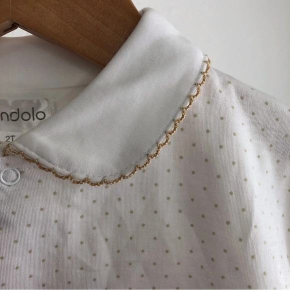 NWT Dondolo footie sleeper white with tiny taupe polka dots size 2T - Picture 5 of 12